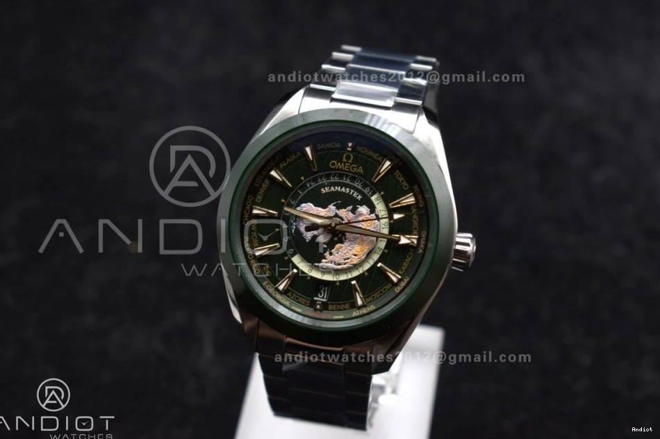 Edition Green Terra Aqua Clone Super 1:1 GMT Best Worldtimer SS on Bracelet A8938 VSF 43mm Ceramic 0112